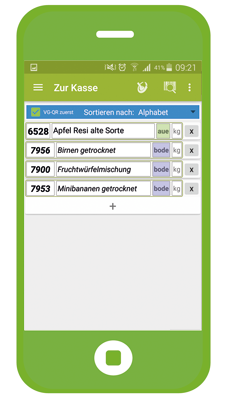 Beispielbildschirm der VG-App
