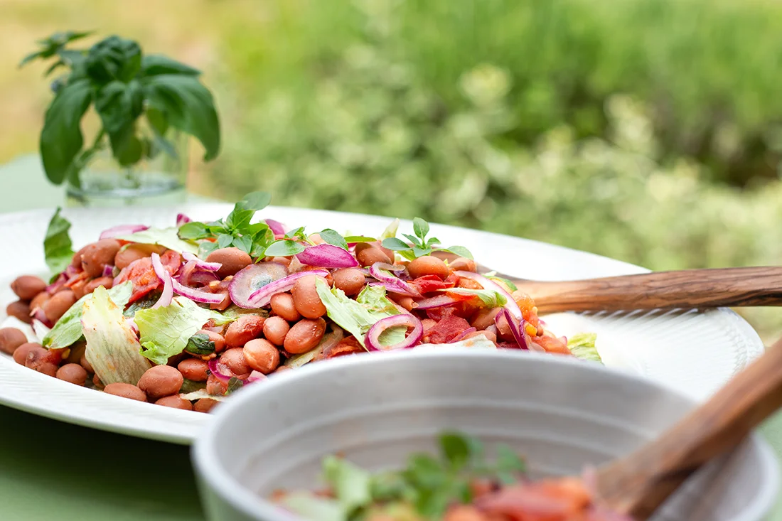Borlotti-Bohnensalat mit Basilikum und Zitrone
