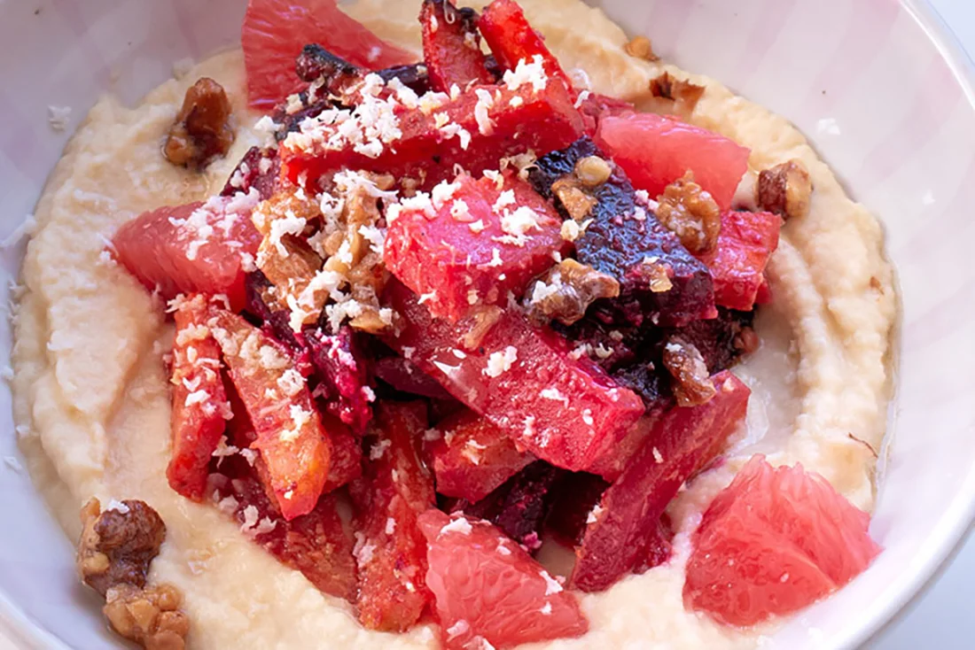 Püree aus Kohlrübe und Pastinake mit Ofengemüse